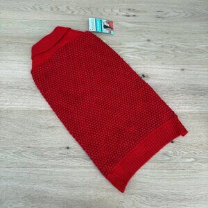 Martha Stewart Popcorn Waffle Knit Dog Sweater Size L Red Collar Pullover NEW